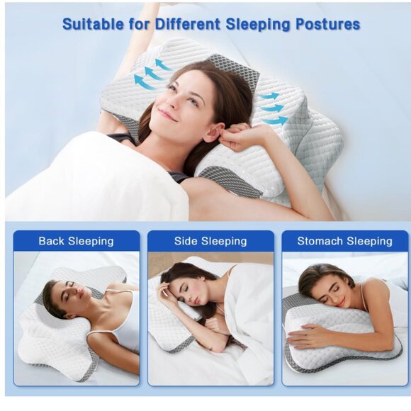 G328 Pain Relief Premium Memory Foam Cervical Pillow for Neck Support Queen Size - Picture 5 of 5